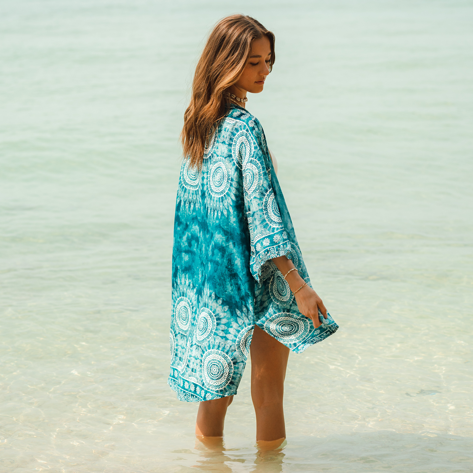 Lotus and Luna Blue Printed Kimono