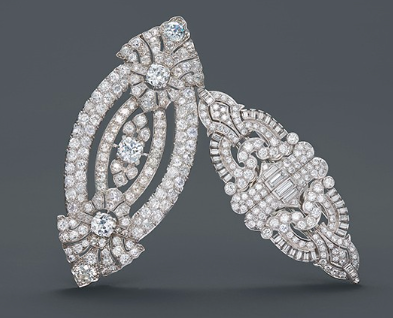 French 1940s Platinum Diamond Dress Clips