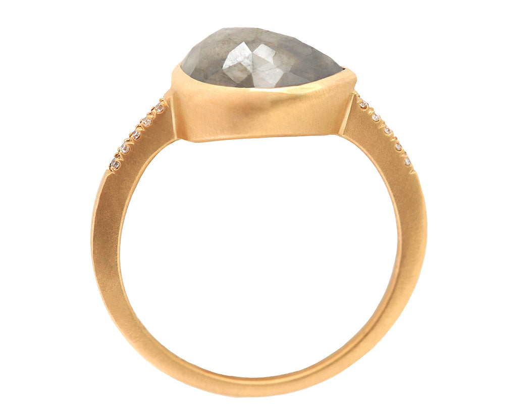 2ct Rose-cut Grey Diamond & Yellow Gold Pav  Ring