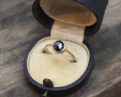 1ct Round Rose-cut Black Diamond & Yellow Gold Ring – Gillian Conroy ...