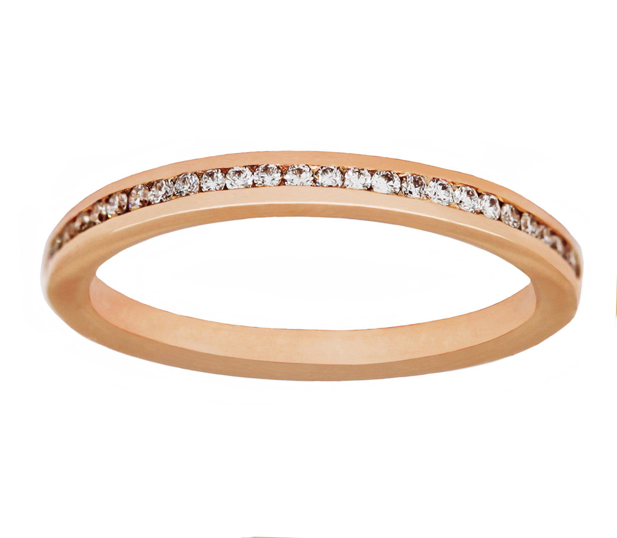 Rose Gold Channel-Set 1mm Diamond Band 