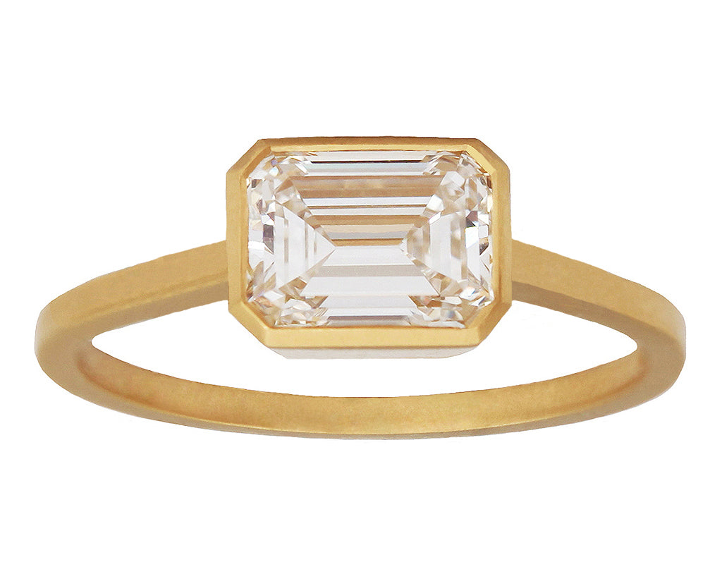 1ct Emerald-cut White Diamond & Gold Bezel Ring – Gillian Conroy Jewelry