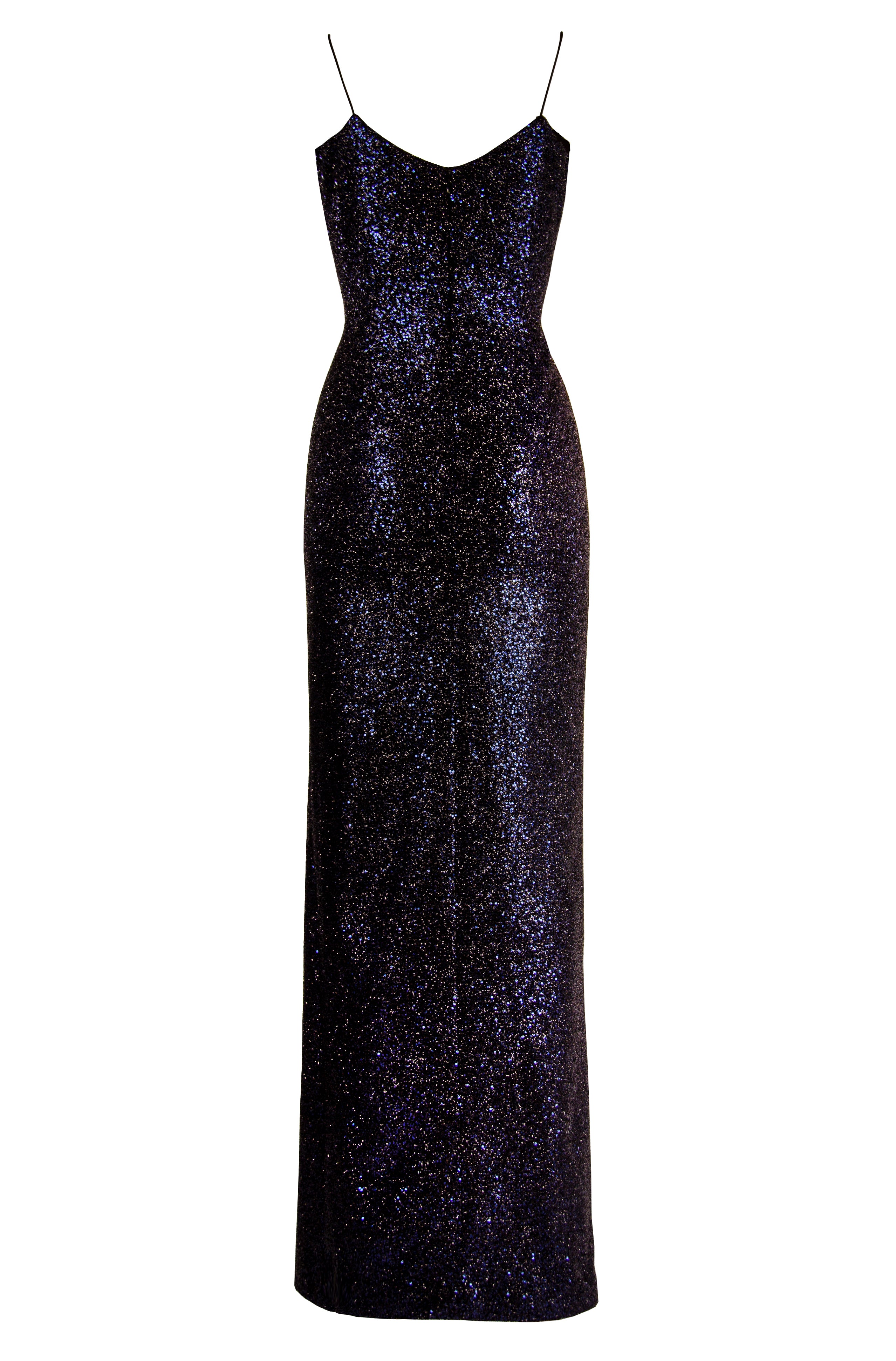 SEQUIN SPAGHETTI STRAP GOWN WITH FRONT DRAPE – Lucian Matis