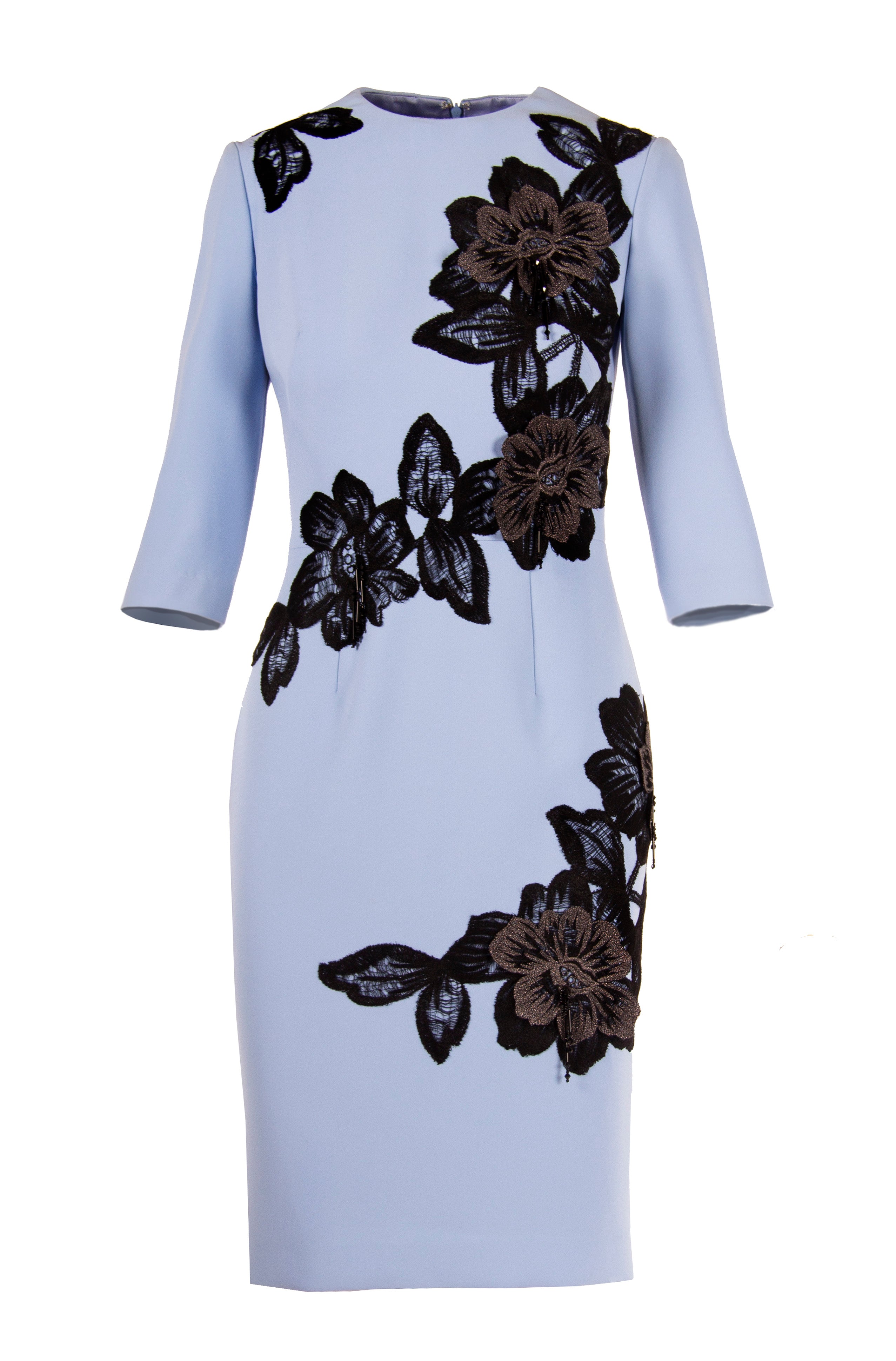 CREPE DRESS WITH BEADED FLORAL APPLIQUES – Lucian Matis