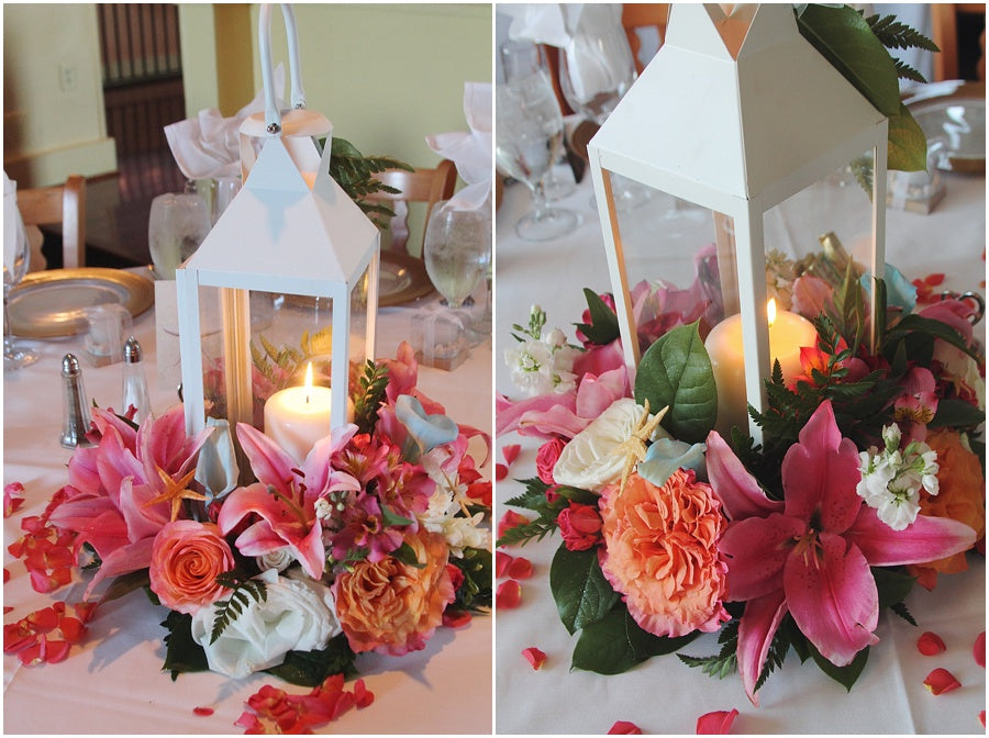 little miss lovely floral design // rehoboth beach de wedding salero ocean front wedding // tropical lily wedding flowers