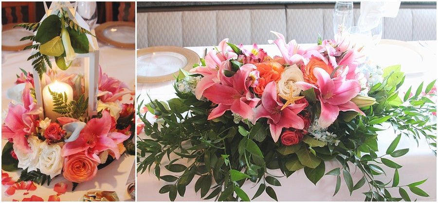 little miss lovely floral design // rehoboth beach de wedding salero ocean front wedding // tropical lily wedding flowers