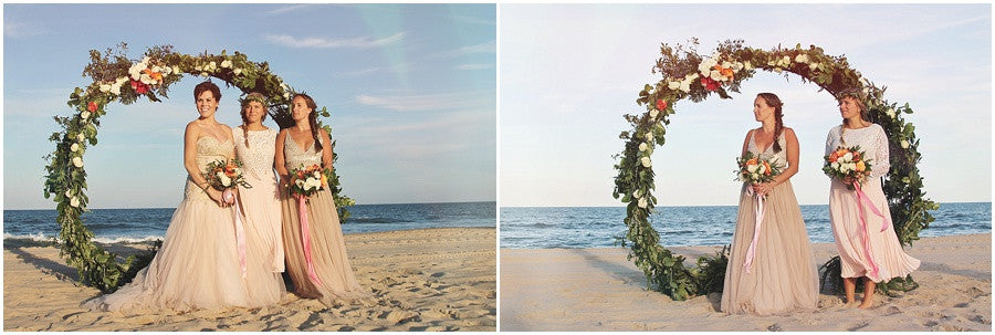 little miss lovely floral design // ocean city wedding florist // coral blush white wedding with circle archway