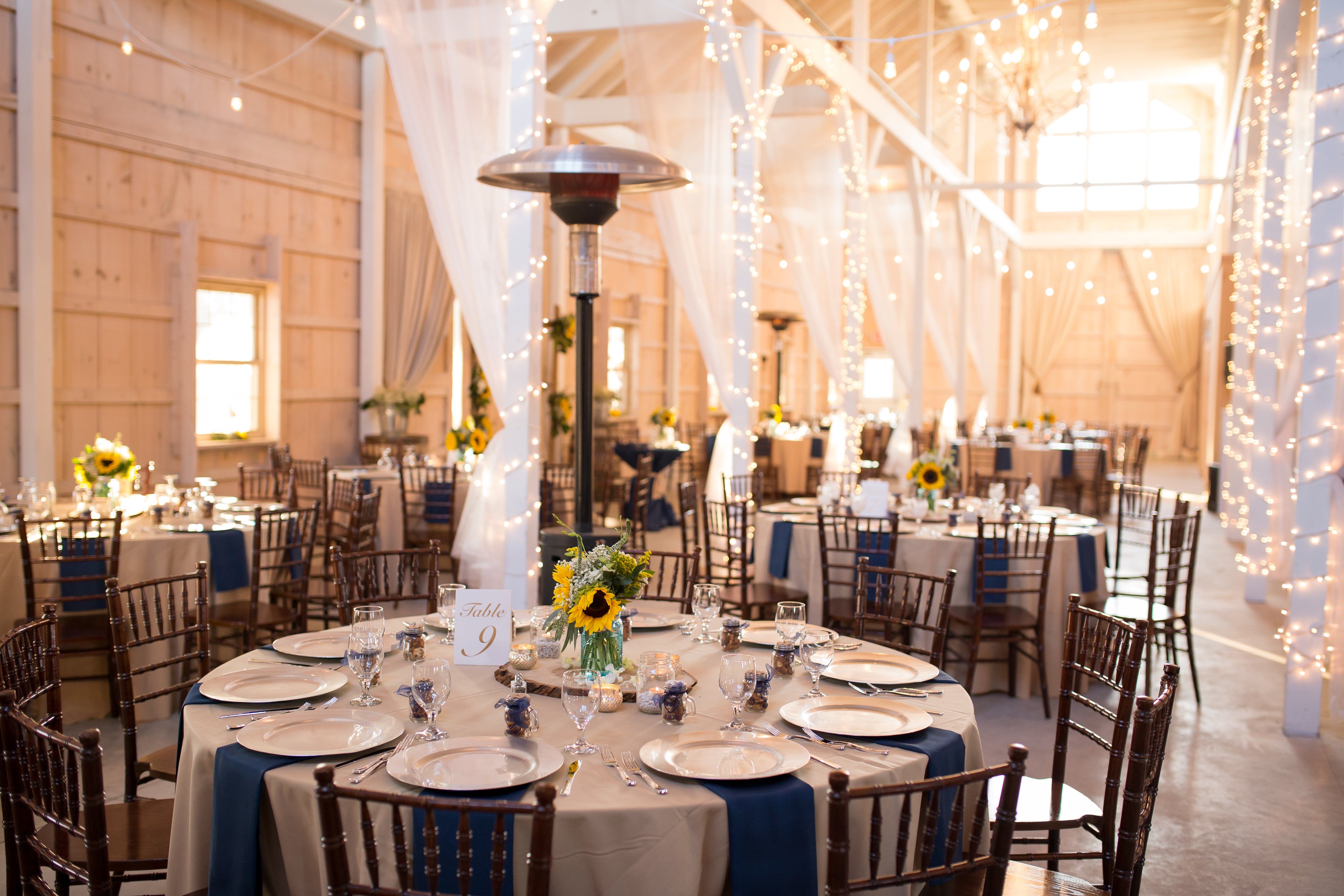 little miss lovely floral design // kylan barn delmar md wedding // rustic sunflower and white rose bouquets wedding flowers