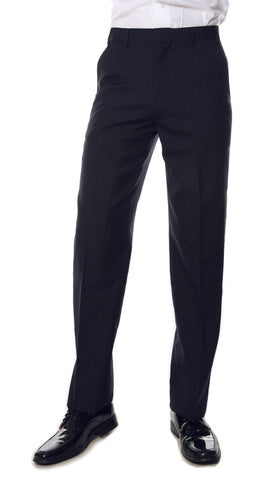 Womens Navy Pinstripe Wool Uniform Dress Pants – FHYINC