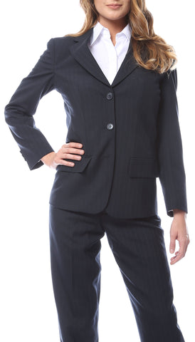 Womens Navy Pinstripe Wool Uniform Dress Pants – FHYINC