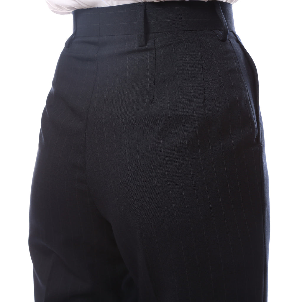 Womens Navy Pinstripe Wool Uniform Dress Pants – FHYINC