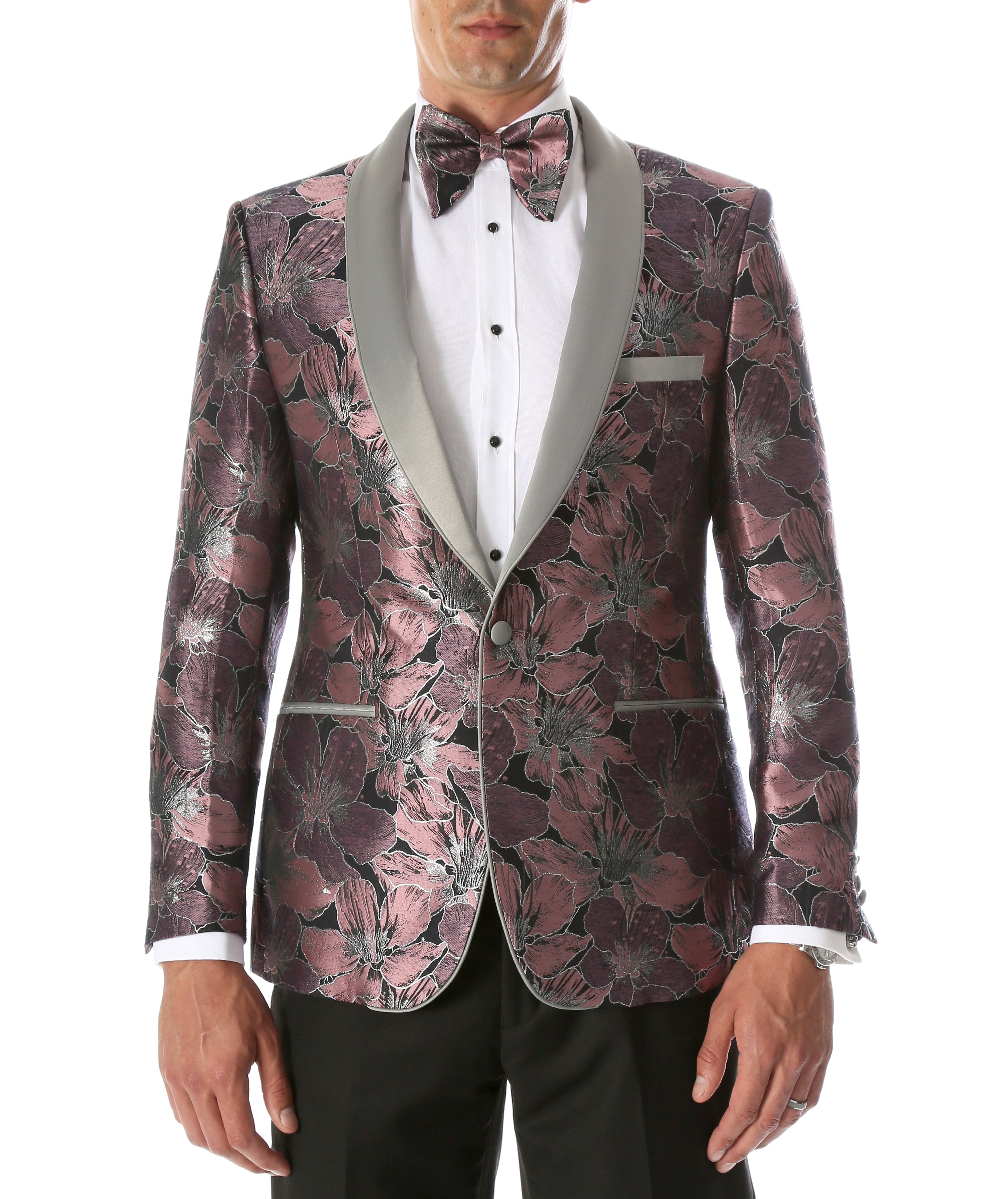 Wholesale Mens Rose Floral Modern Fit Tuxedo Blazer | FHYINC