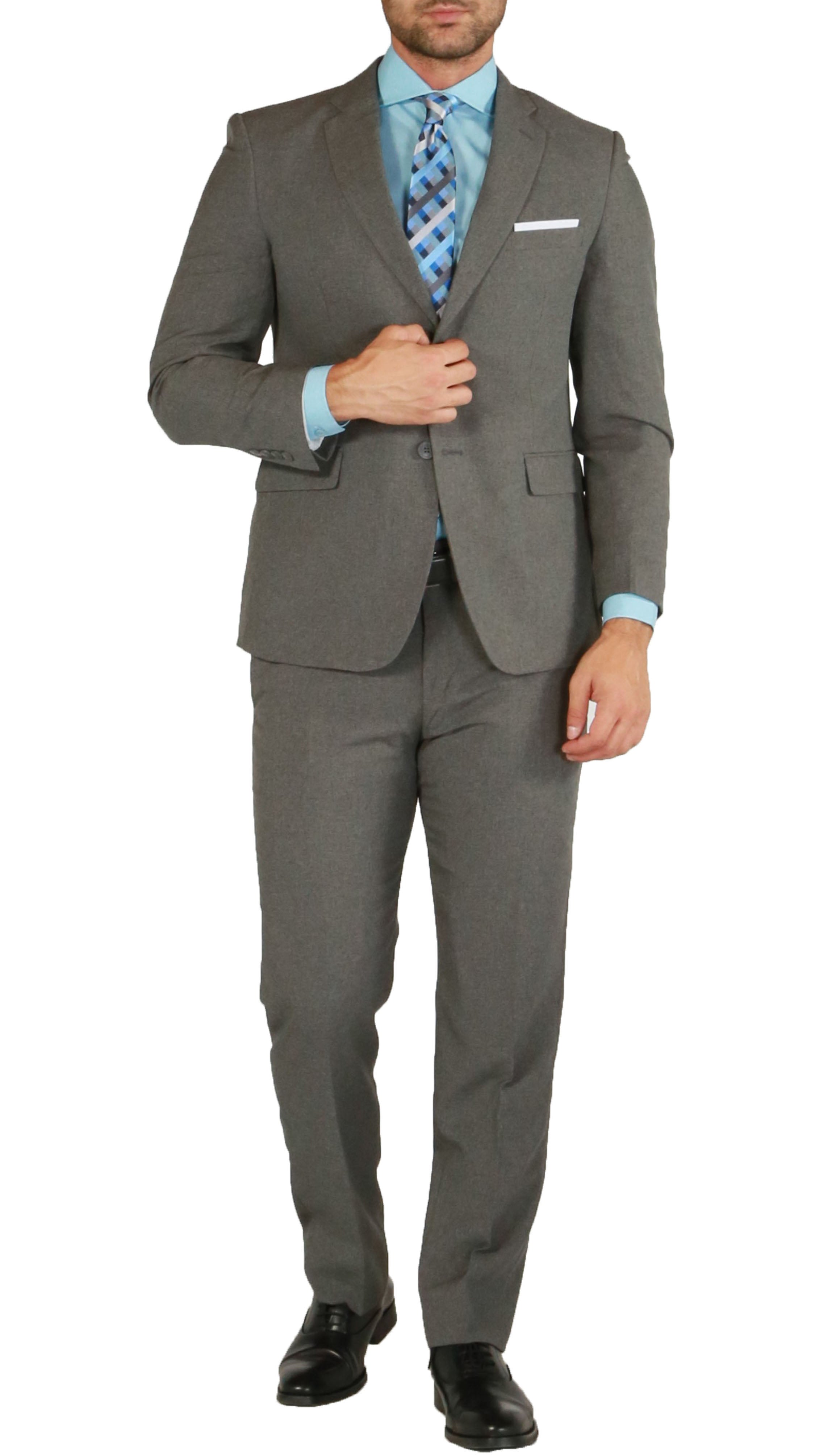 Wholesale Mens Heather Grey Slim Fit 2pc Suit | PL1969 by FHYINC