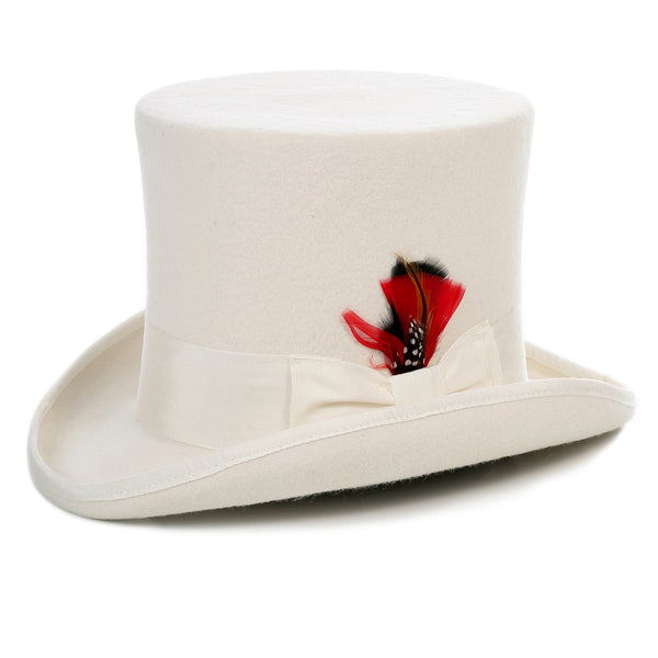 Men's Off White Top Hat | Mad Hatter Hat | Steampunk Hat | FERRECCI ...