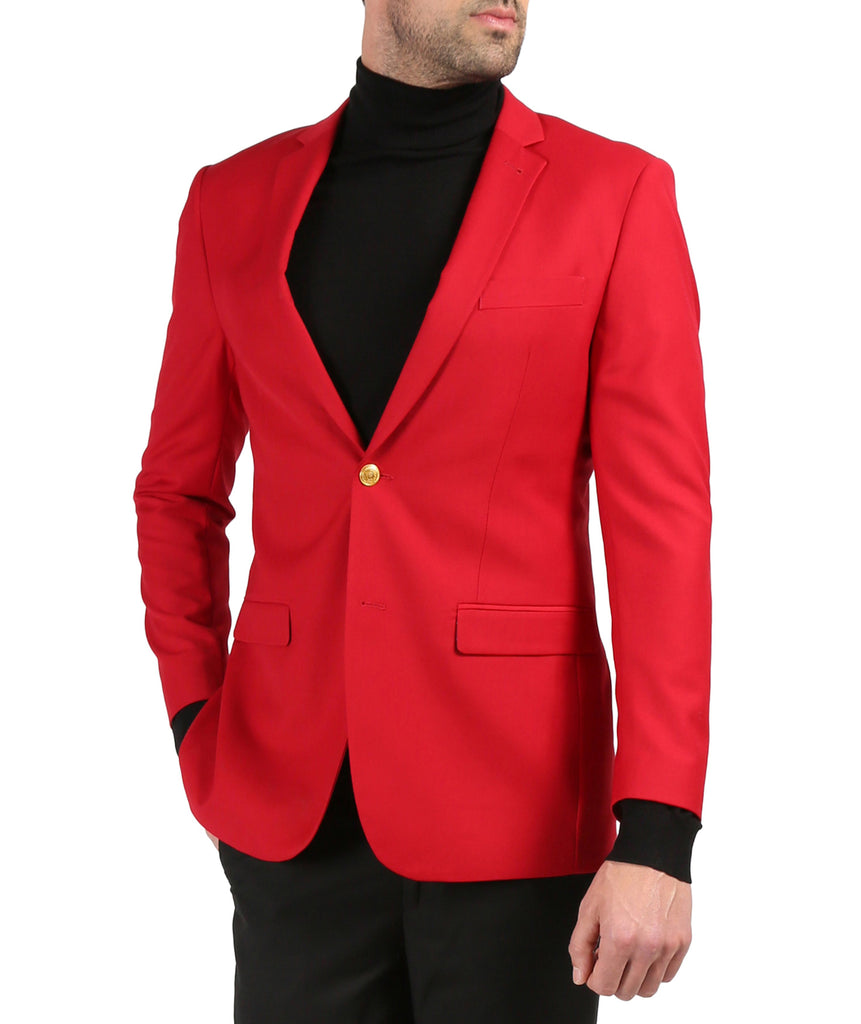 Men's Double Button Rhinestone Red Blazer