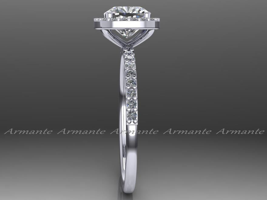 Cushion Forever One Moissanite Diamond Halo Engagement Ring
