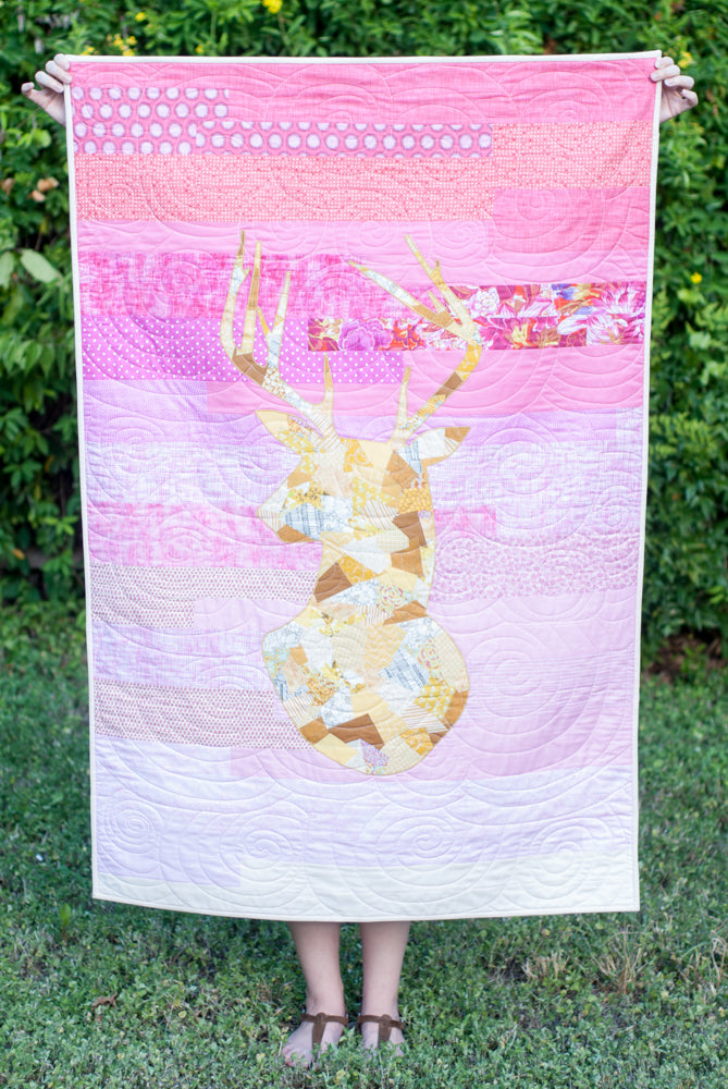 Pink-Mustard Oh Deer Quilt-7