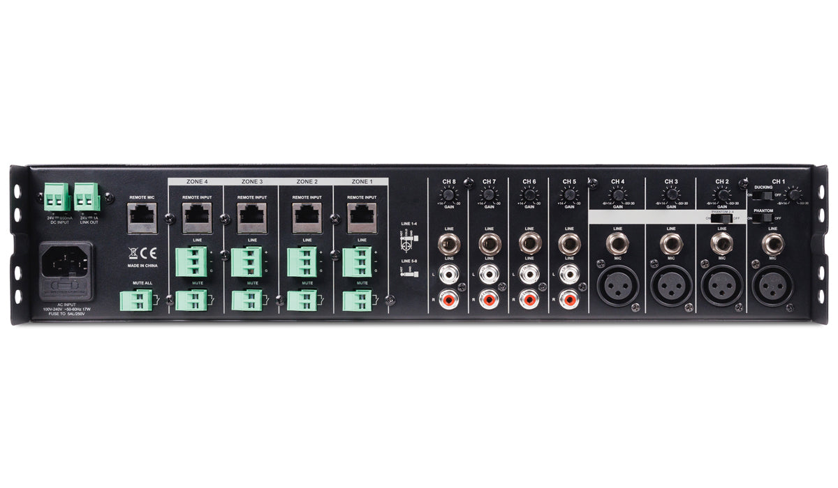 Pure Resonance Audio MX84 4 Zone 8-Channel Rack Mount Mic/Line Mixer