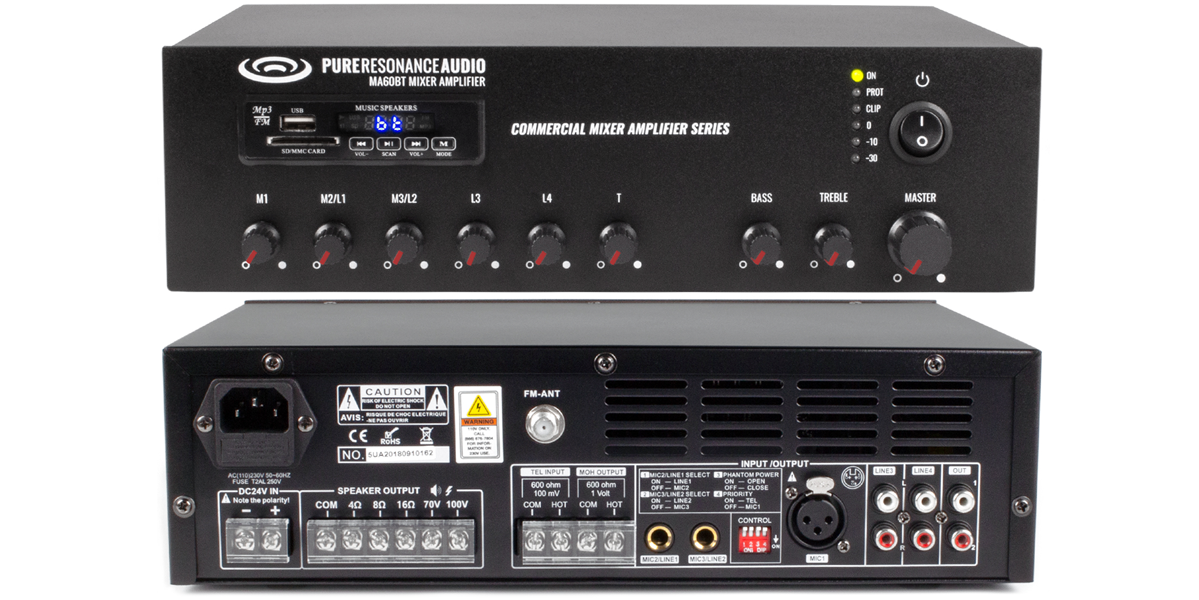 Pure Resonance Audio RTSS-8C3MA60BT Small Retail Store System, 8 C3 C