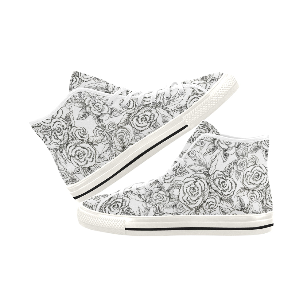 SKETCHES ROSES BLACK on WHITE High Top 