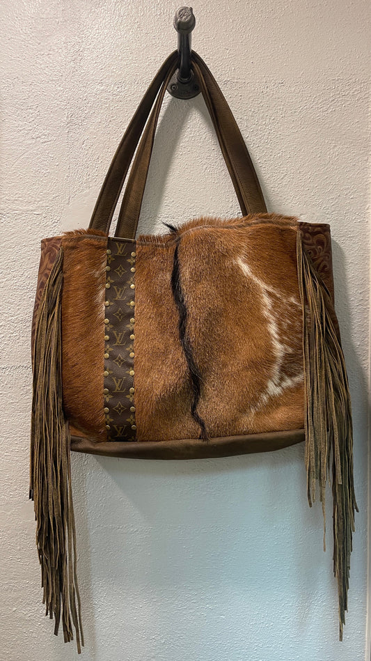 Polished Coconut - #upcycled Louis Vuitton fringe bag #slowfashion  #repurposed LV #ethicalluxury @polishedcoconut #our rodeo skirt #hand  stitched Mexican belt with sterling silver vintage buckle #satin Bill Blass  blouse #small batch production