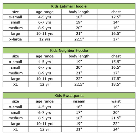 Youth Size Chart