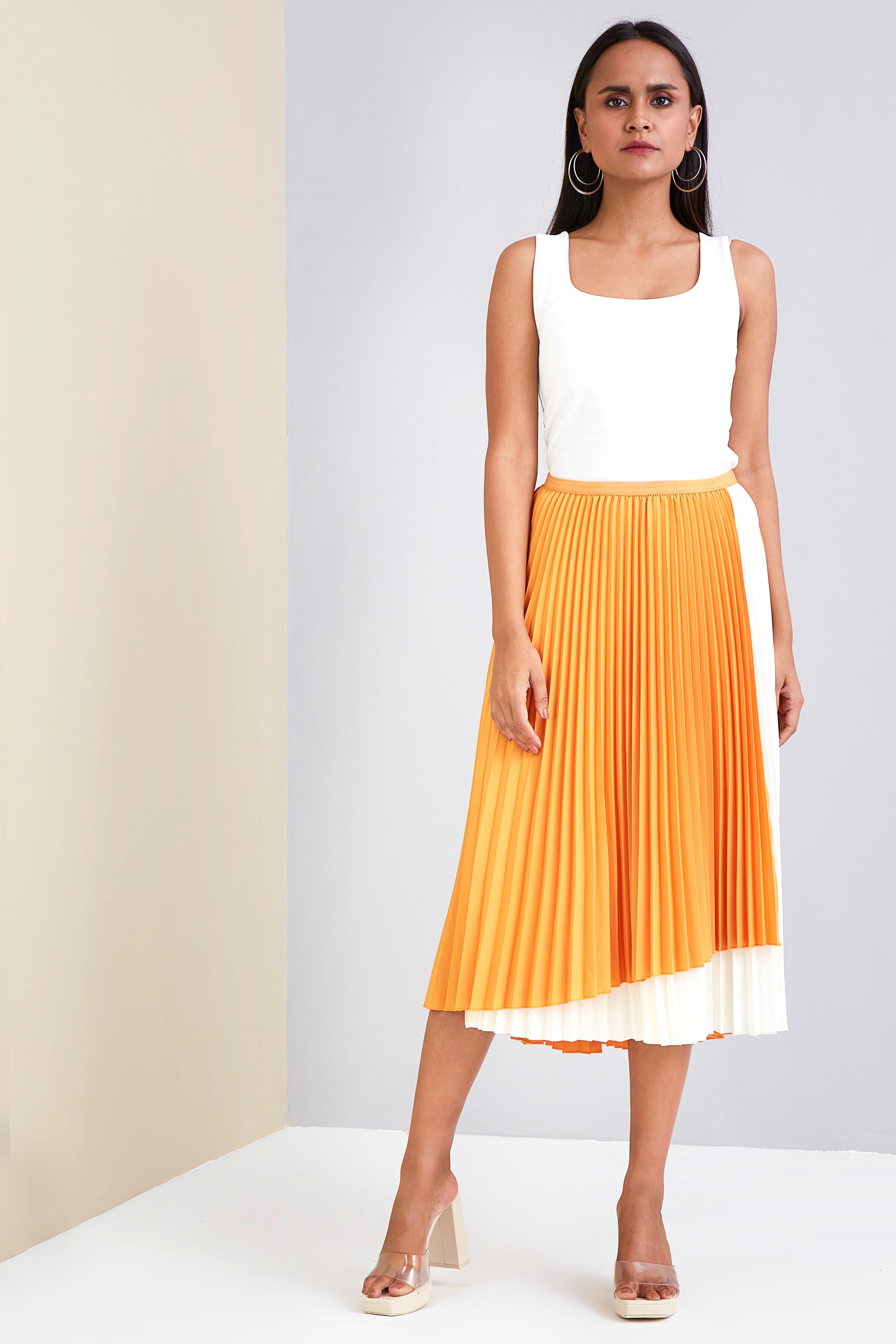 Vienna Skirt -  Saffron Yellow & Off White