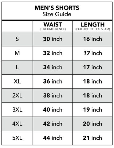 Men's Shorts Size Guide