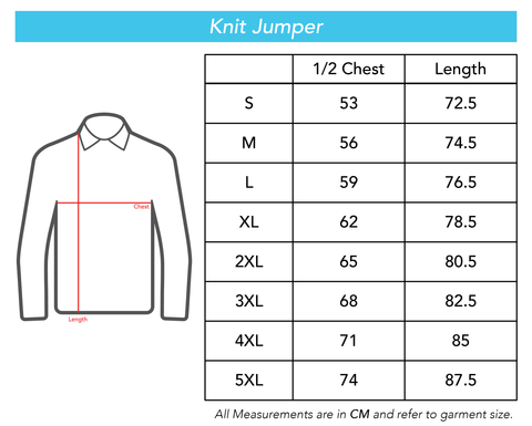 Knit Jumper - Size Chart