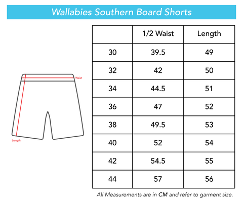 Wallabies Southern Board Shorts - Adult | Ashtabula