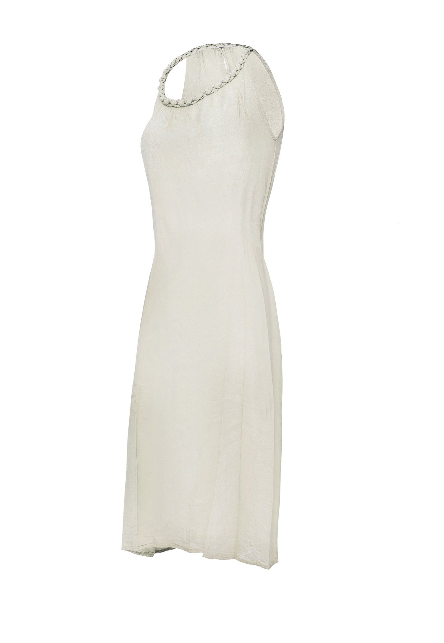 Pure luxury natural Cotton Mid Length Dress with Plait straps