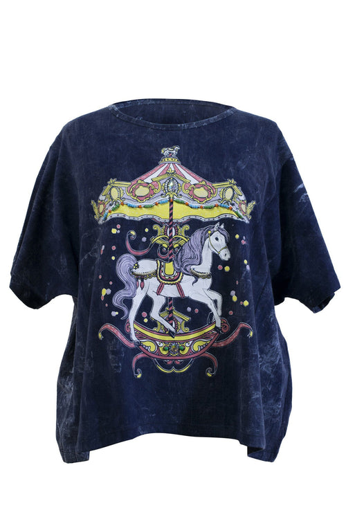 T-Shirt Animal Printed Embroidery Dye cotton