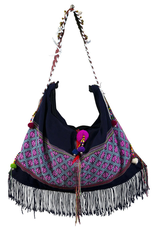 Unique Tailored Hmong Hill Tribe Leather Shoulder Strap bag