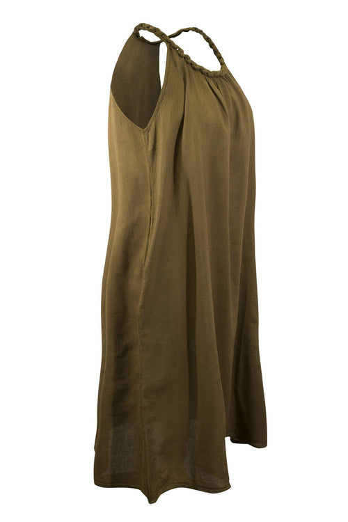 Pure Luxury Natural Cotton Mid-Length Dress with Plait Straps - Versatile Summer Beachwear for Women