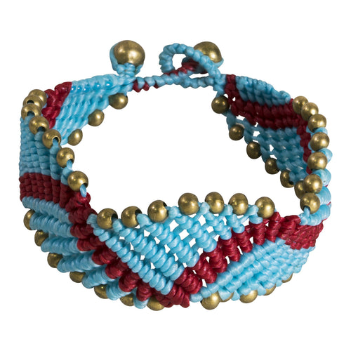 Bracelet Macrame Cuff Stylish Tribal Bohemian Blue Jewellery Unique Accessories
