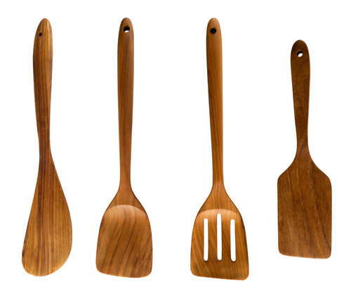 CCcollections Natural Kitchenware Teak Wood Kitchen Utensil Sets