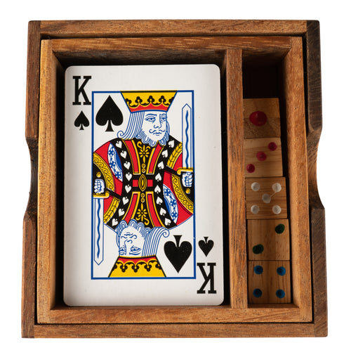 Experience Elevated Gaming with Our Premium Wooden Card and Dice Set - Perfect for Poker Nights and Casual Play