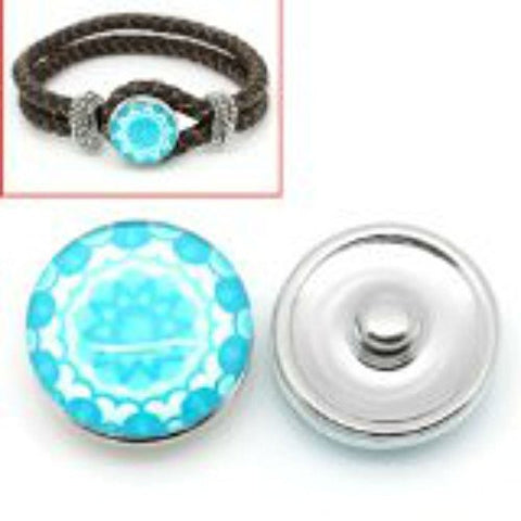 White & Blue Flower Design Glass Chunk Charm Button Fits Chunk Bracelet 18mm for Noosa Style Bracelet - Sexy Sparkles Fashion Jewelry - 1