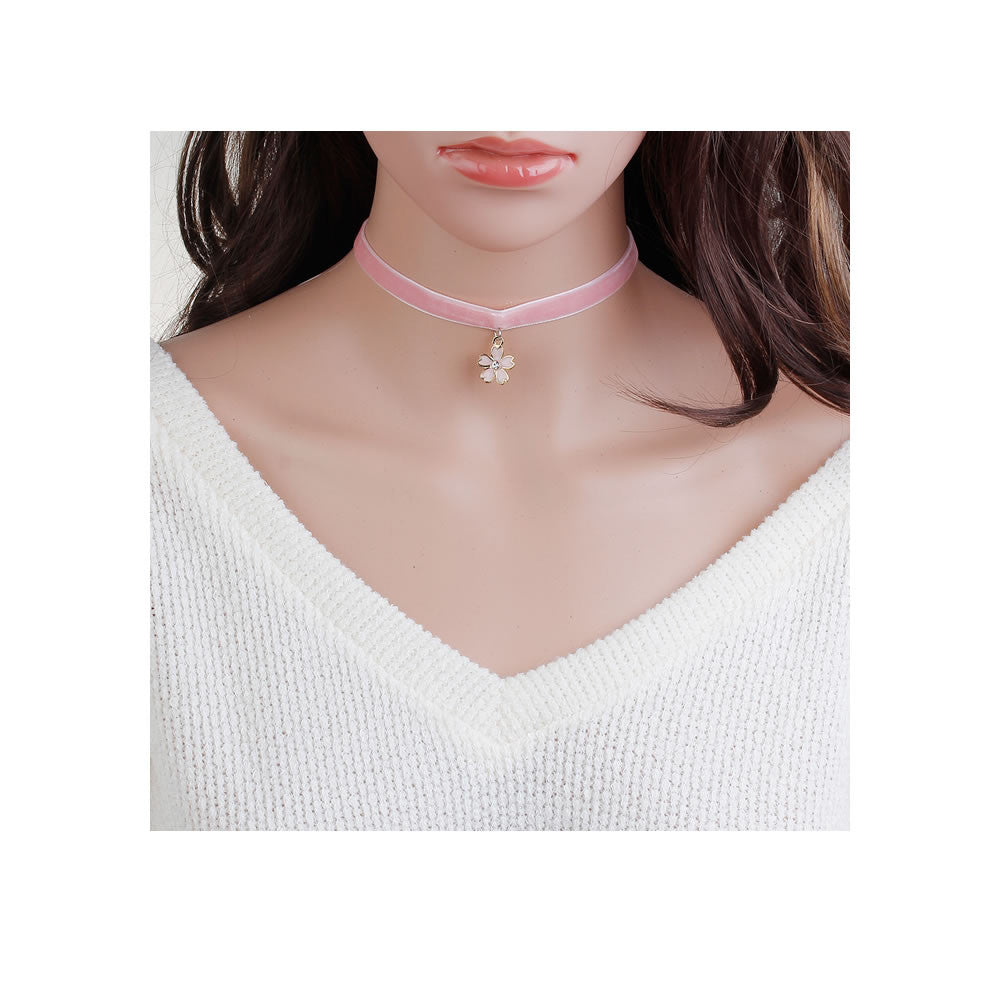 pink velvet choker