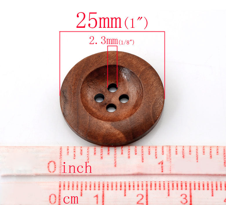 1 inch brown buttons