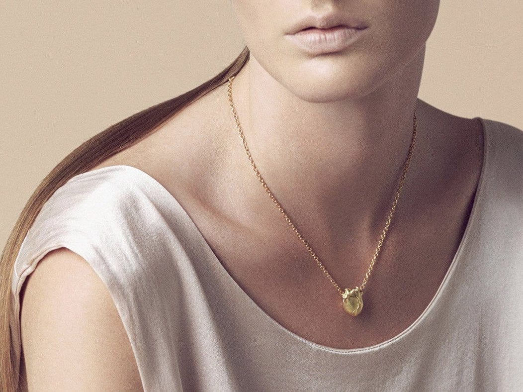 Medium Anatomic Heart Necklace, Gold – Bjørg Jewellery