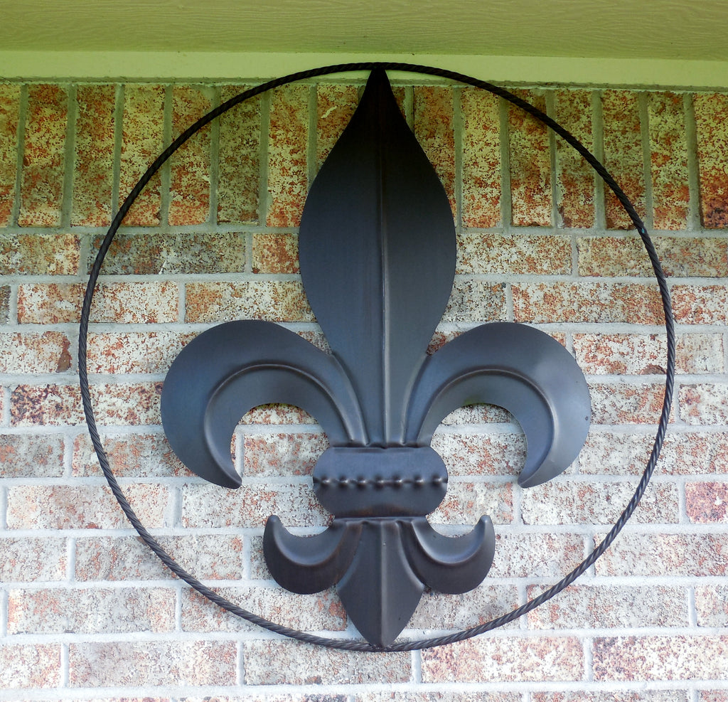 36 FLEUR DE  LIS METAL WALL  ART  WESTERN HOME DECOR VINTAGE 