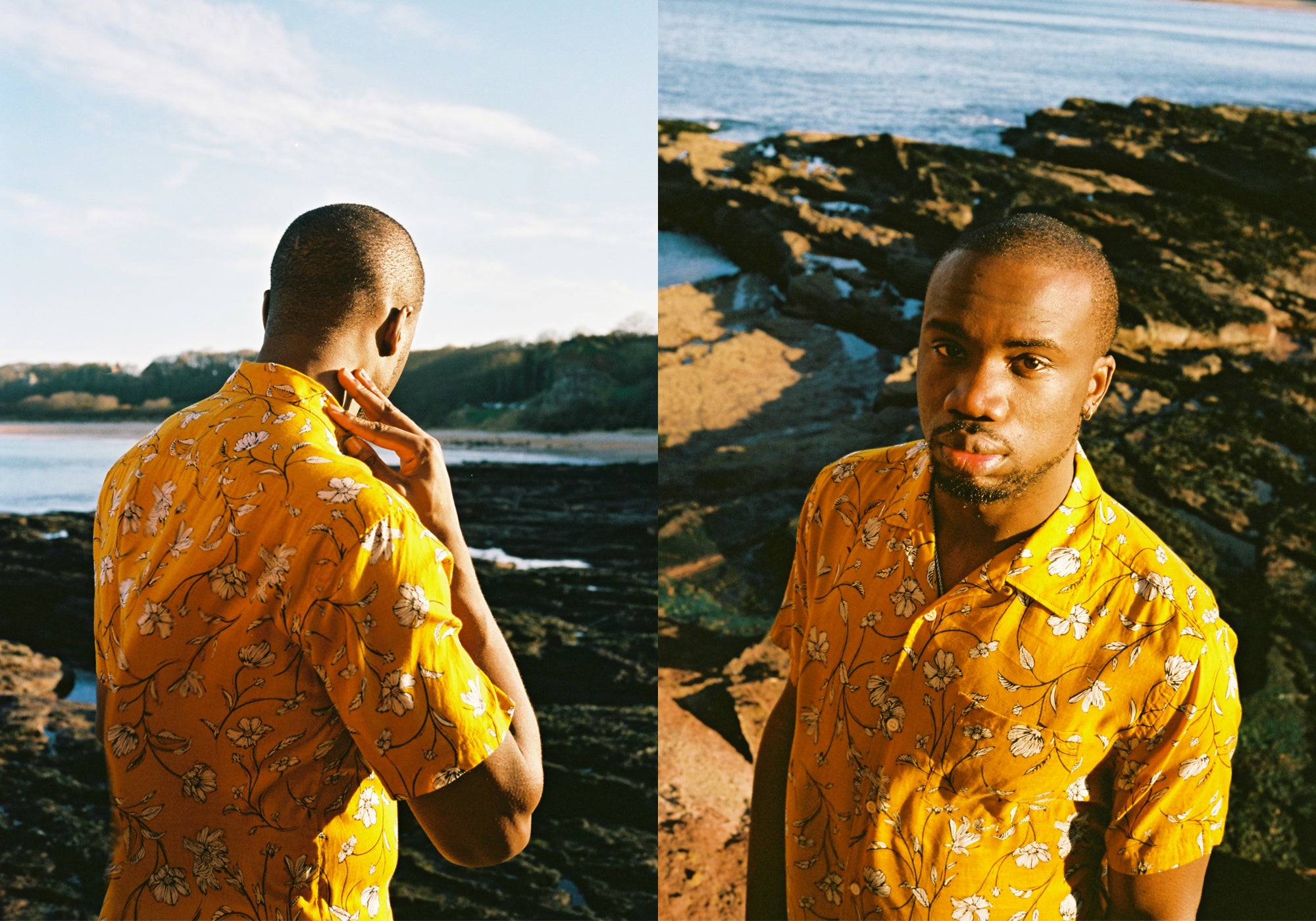 Kestin Hare SS19 Crammond Shirt In Ochre Floral Print Tencel