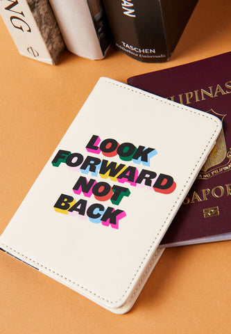 Look forward not back statement multicoloured words on cream passport holder online at Trouva for €15.99