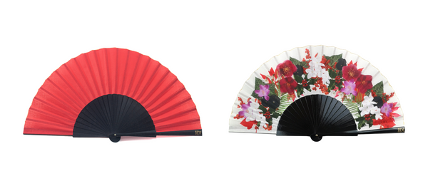 Examples of Plain or Printed Fabric on 2 Khu Khu Custom Wedding Hand-Fans