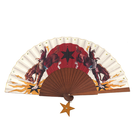 Khu Khu Rodeo Riders Hand-fan with hand finished swarovski crystals and hanging star pendant