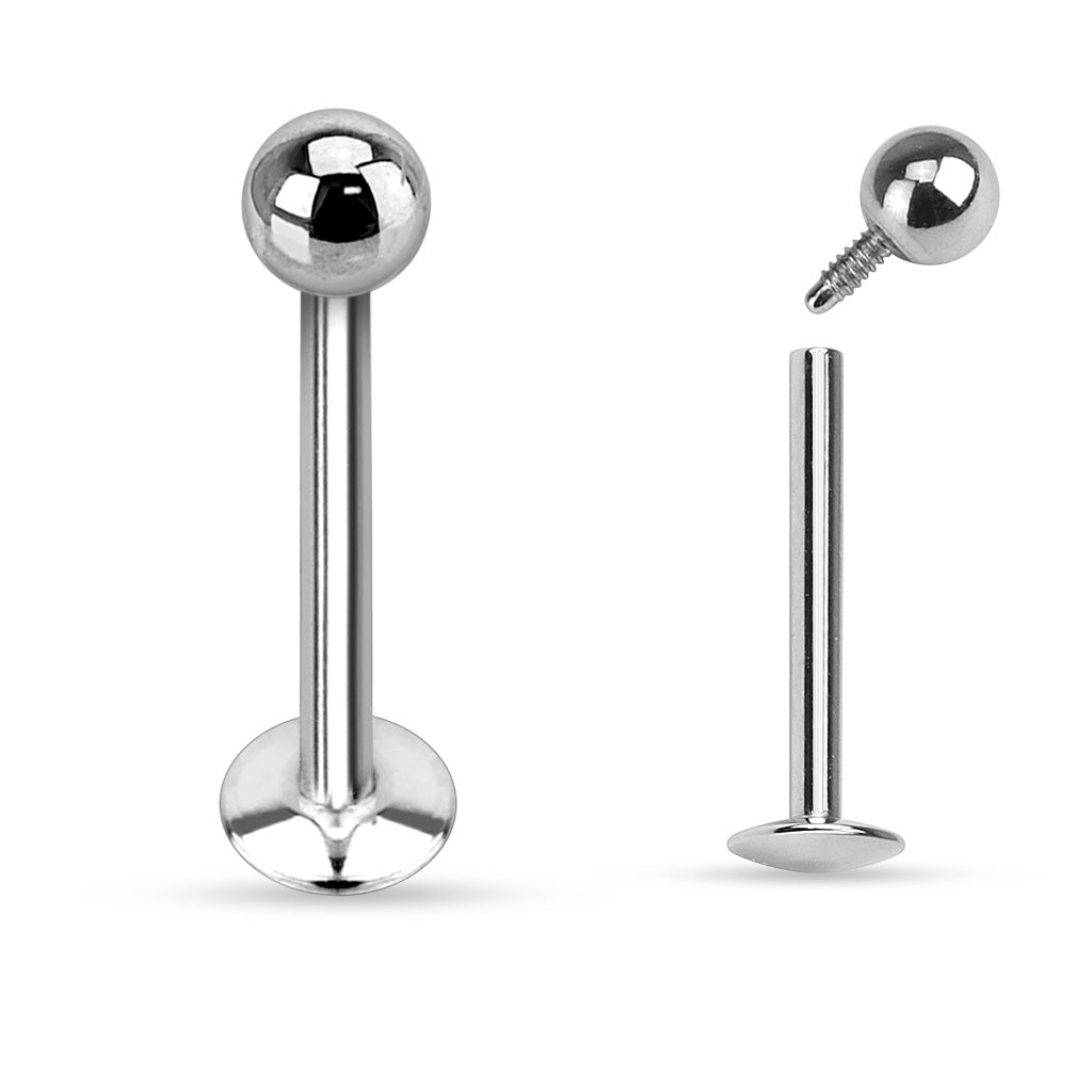 Internally Threaded Labret Lip Ring 14 Gauge