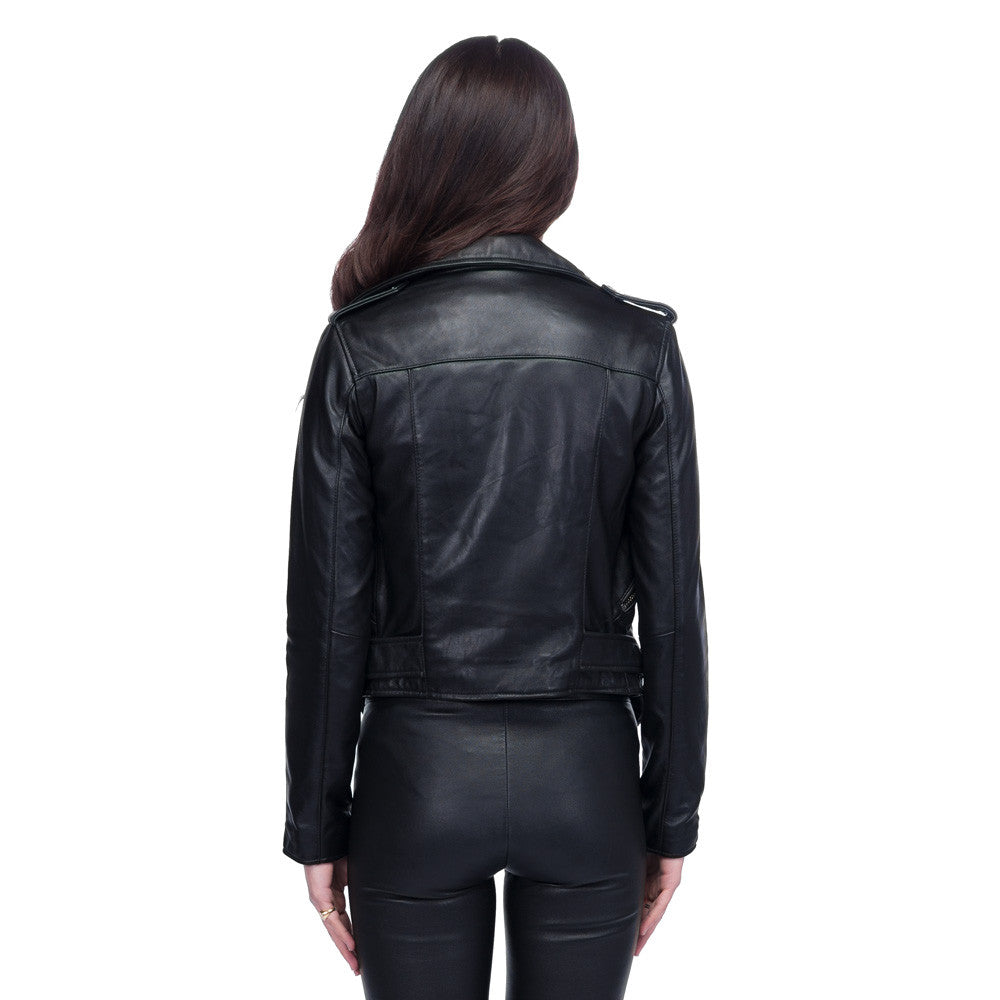 Cameron Crop Leather Jacket in Black by Linea Pelle Collection