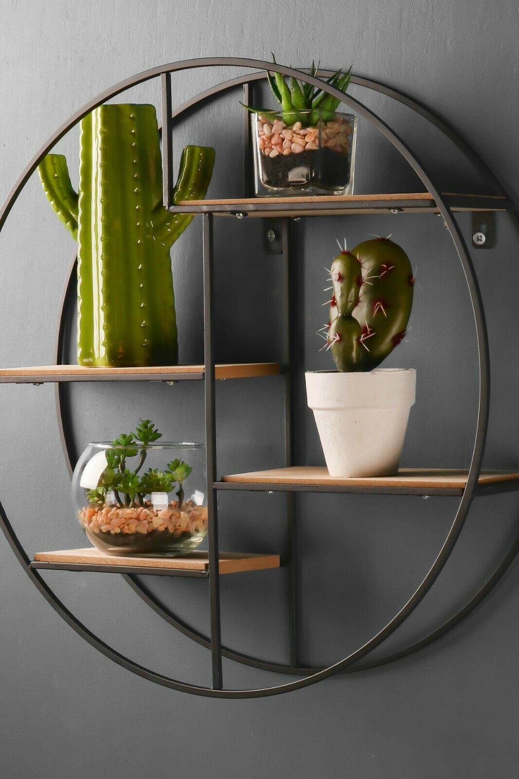 Retro Industrial Style Wall Shelf Black    Round Circle Metal 