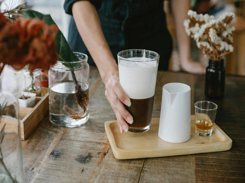 Ingredients of iced chocolate coffee